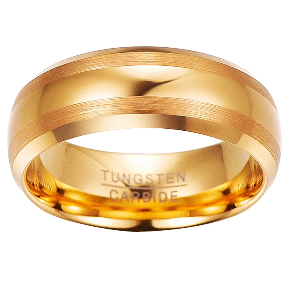 Men's 8mm 18K Gold Plated Tungsten Carbide Ring