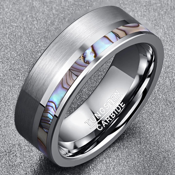 Natural Abalone Shell Tungsten Carbide Ring