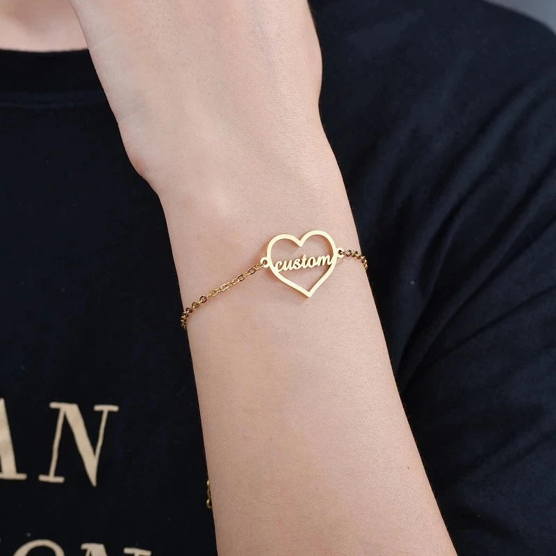 Heart-shaped  Single Personalized Bracelet