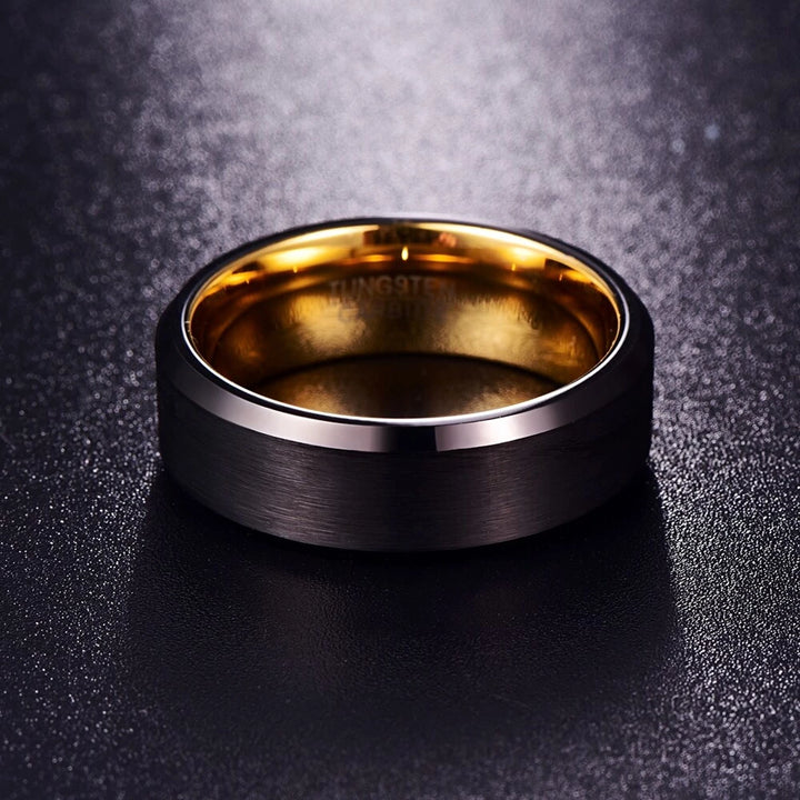 Elegant Black Brushed Tungsten Carbide Wedding Band for Men