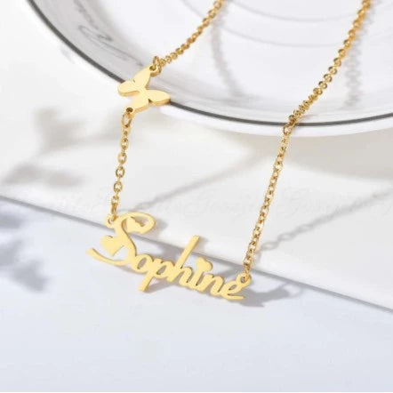 Personalized Butterfly Name Necklace