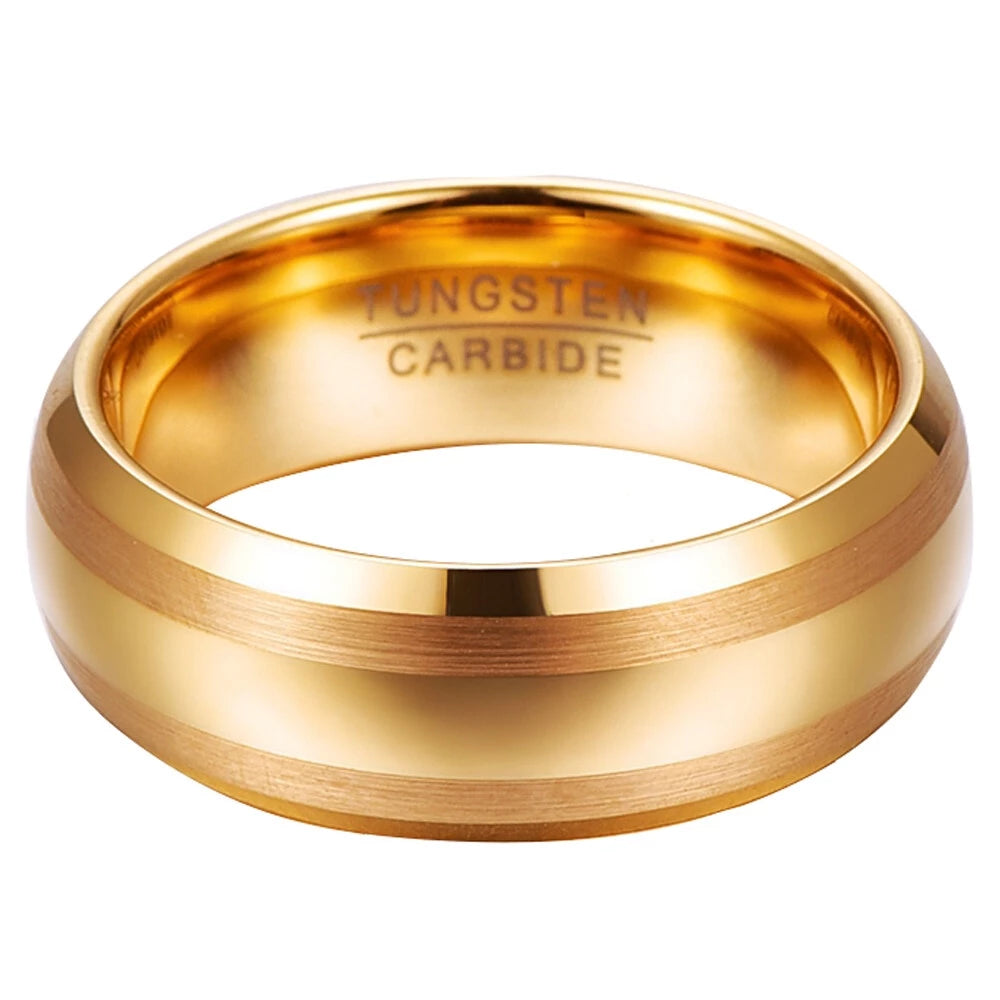 Men's 8mm 18K Gold Plated Tungsten Carbide Ring