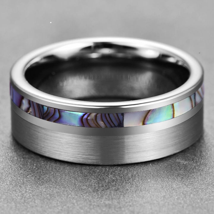 Natural Abalone Shell Tungsten Carbide Ring