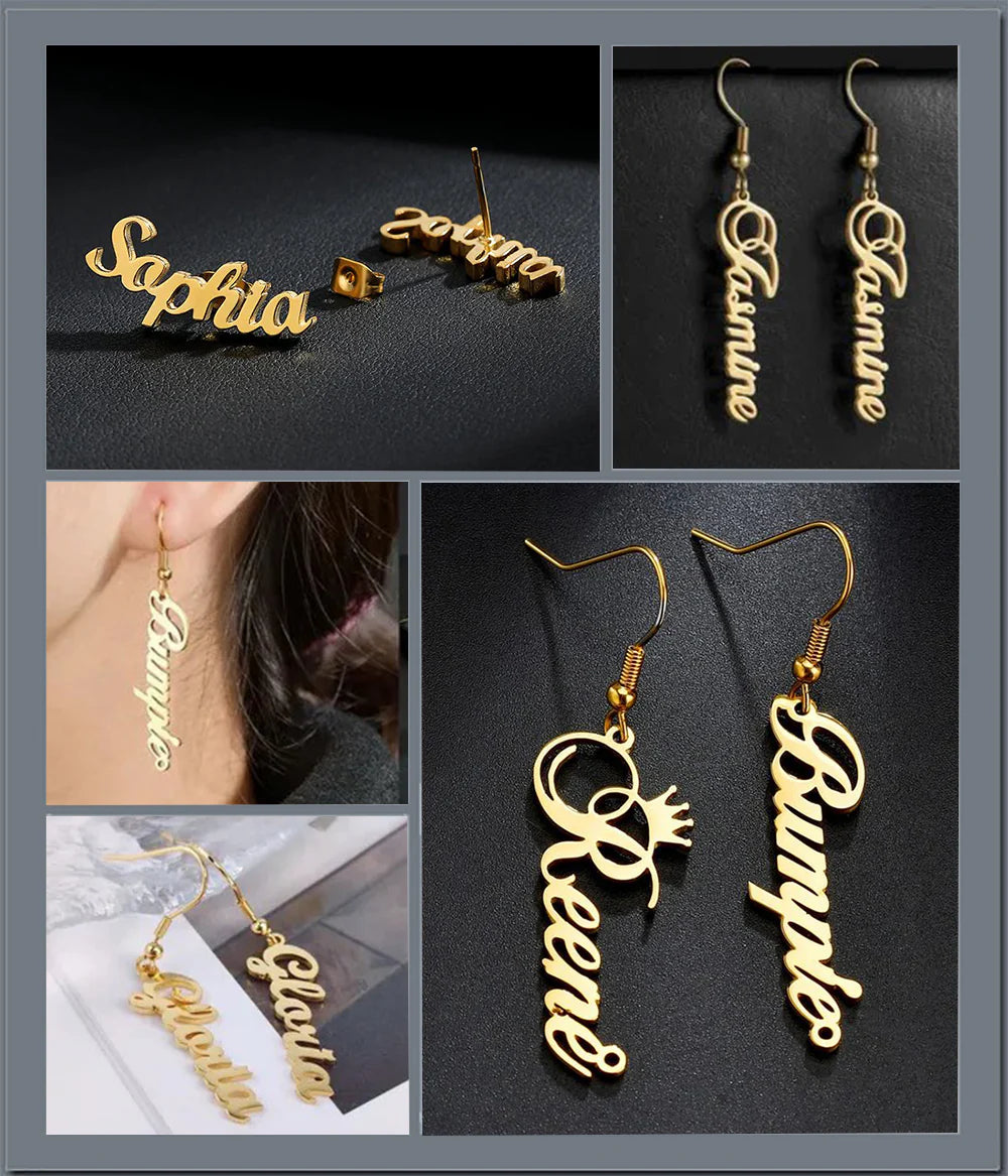 Gold Initials Custom Earrings