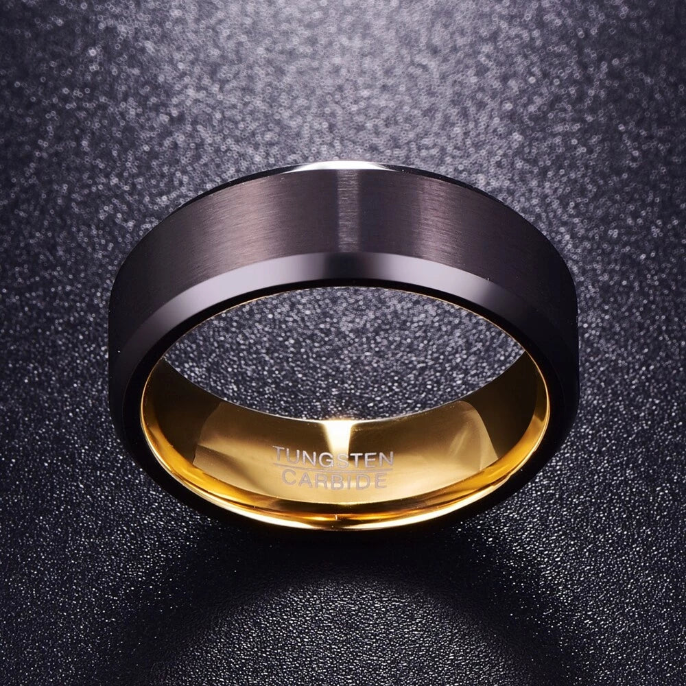 Elegant Black Brushed Tungsten Carbide Wedding Band for Men