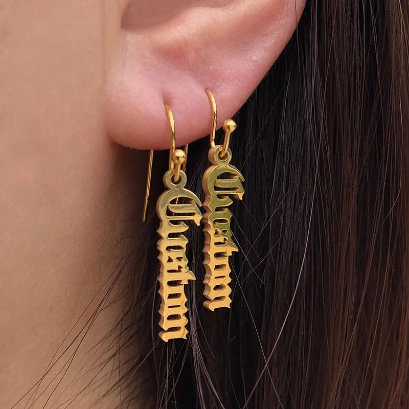 Gold Initials Custom Earrings