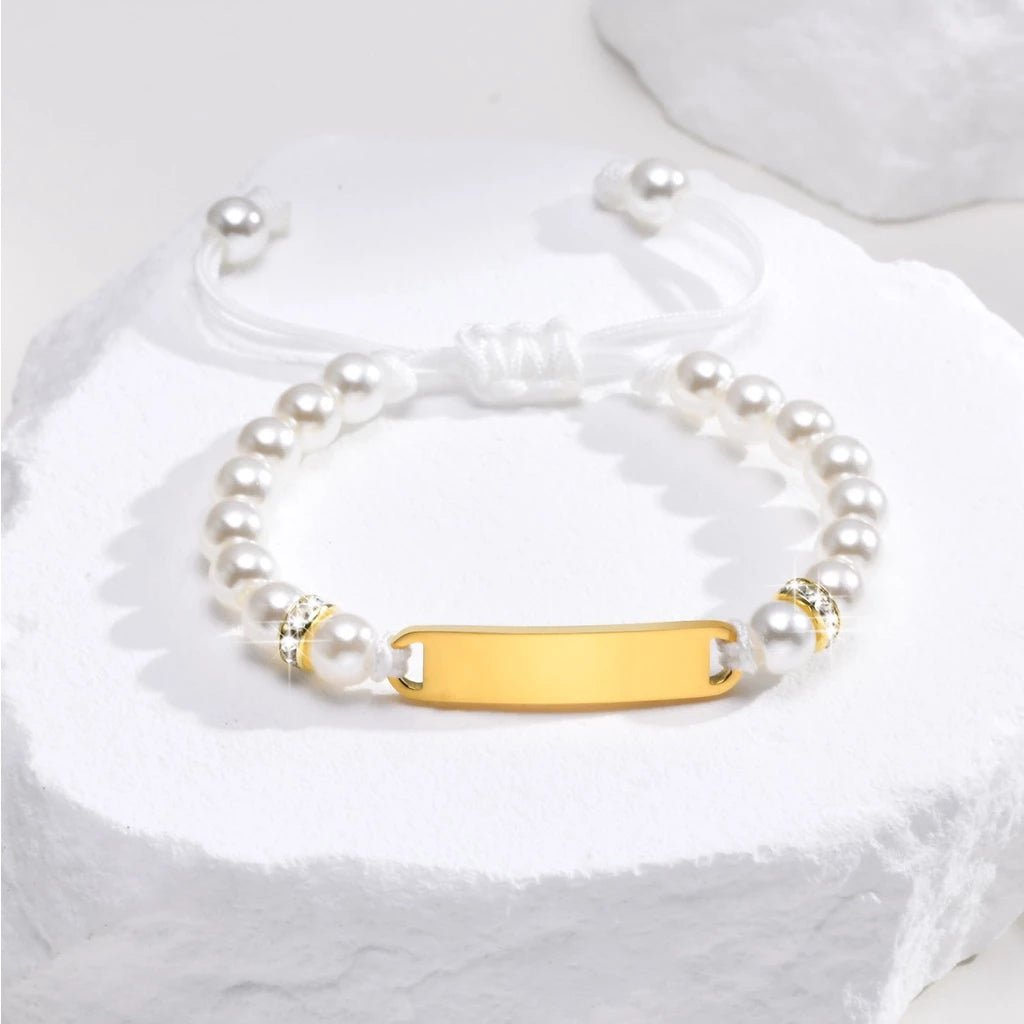 Engraved Pearl Baby Bracelet