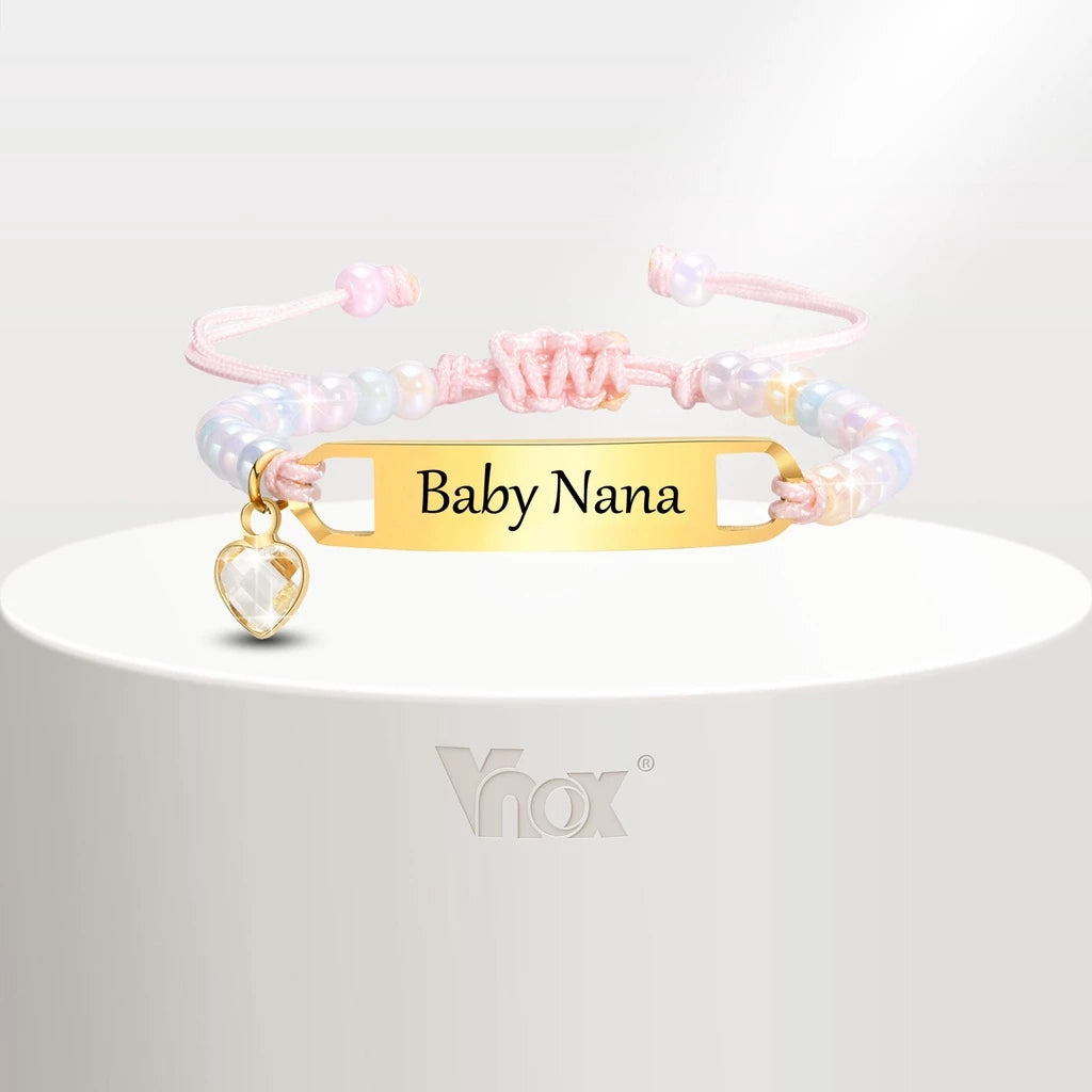 Engraved Pearl Baby Bracelet